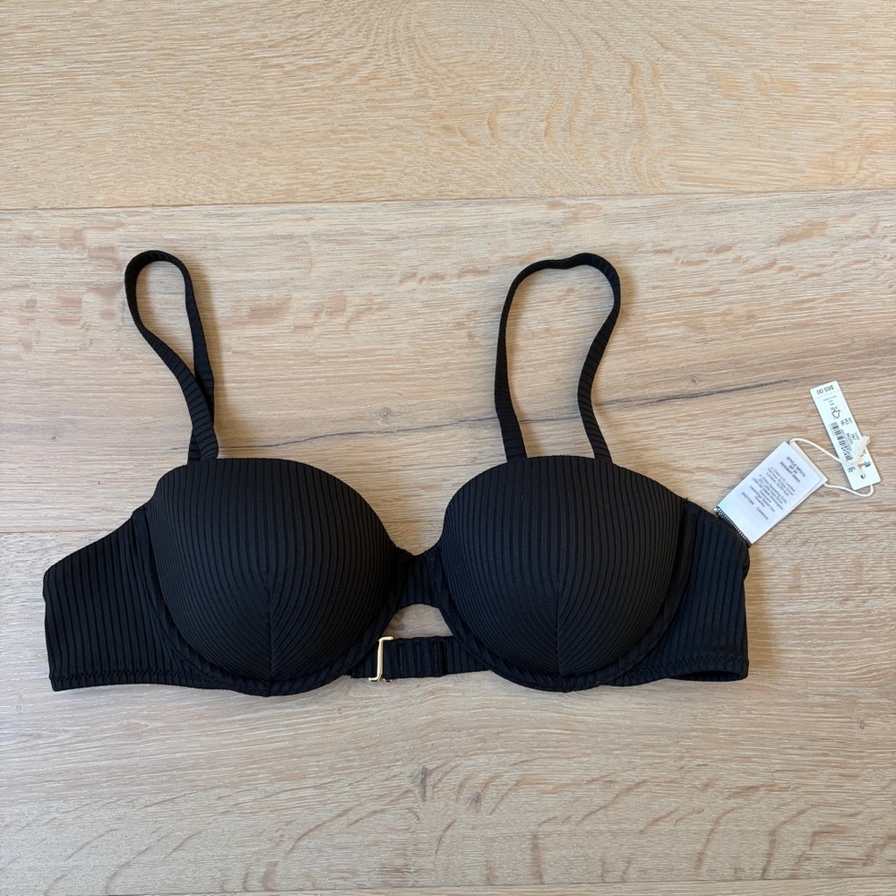 Madewell Ribbed Underwire Bikini Top • Size XL • Black • NWT • $65 MSRP *Q28